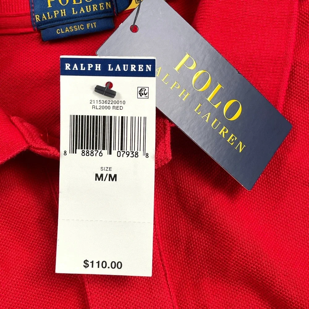 Polo Ralph Lauren Mens Medium M Red Polo Shirt NWT Fits Like SMALL Cut 38